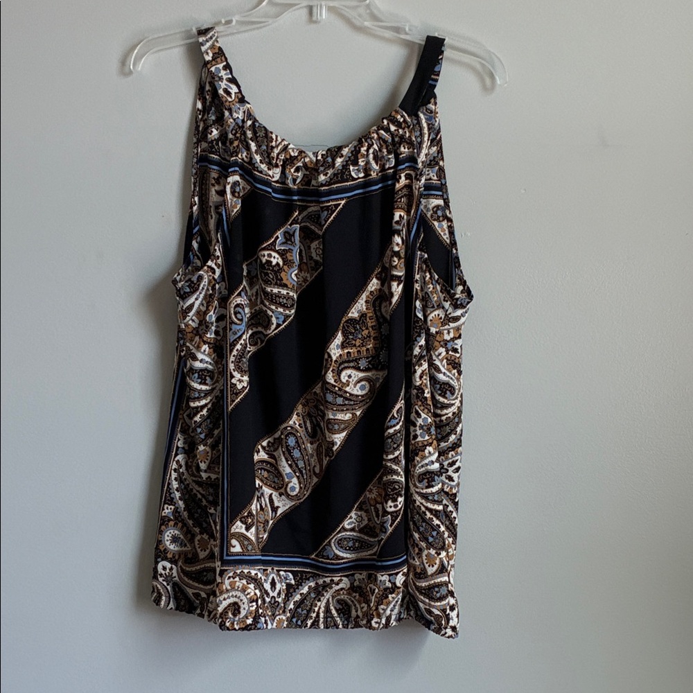 Black Paisley Print Sleeveless Tank Top